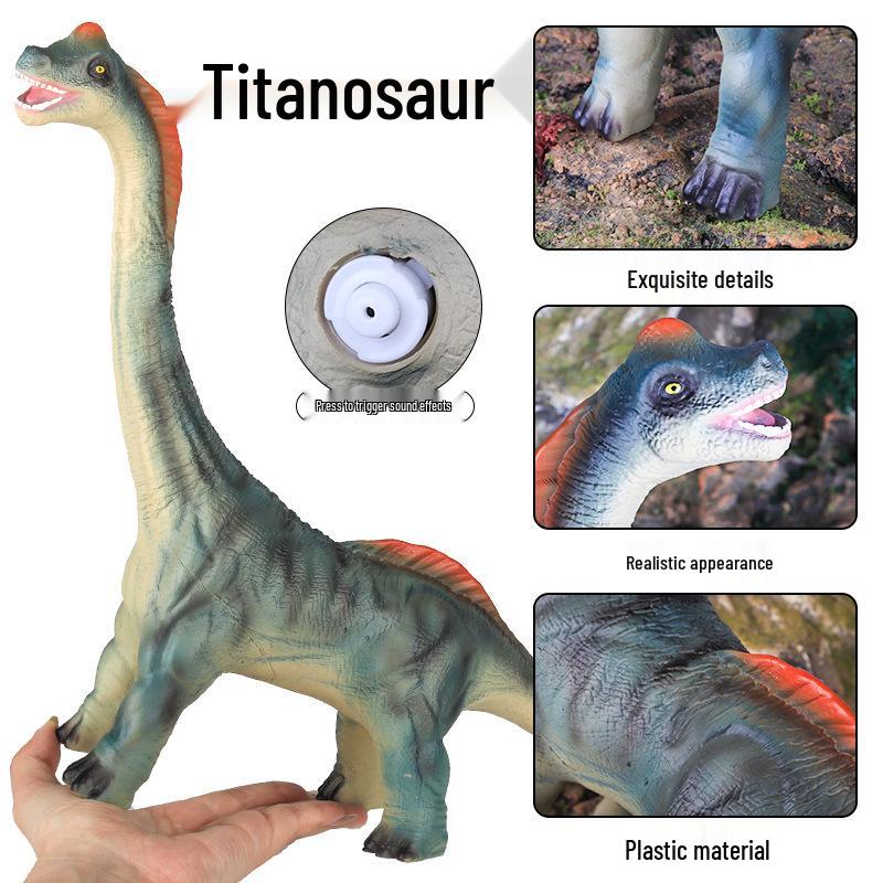 Large Soft Jurassic Dinosaur Toy - Tyrannosaurus Rex, Titanosaur & Brachiosaurus Models for Kids' Cognitive Learning