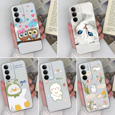OPPO P1 Speed ​​Find X8 Pro Neo7 Realme 13+ C75 Reno 13 Pro 13F tālruņu maciņi Cute Owl Big White Duck Caurspīdīgs TPU triecienizturīgs apvalks Oppo korpusam