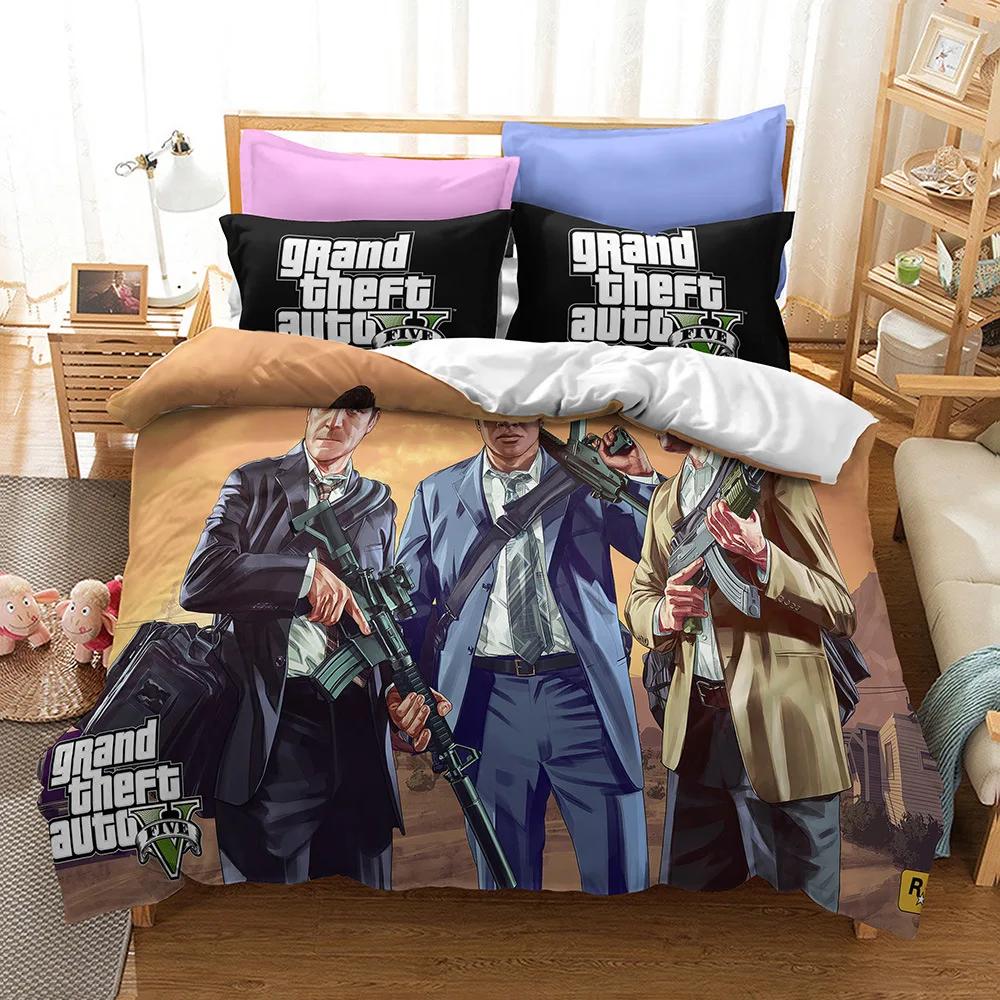 Comforter Game Grand Theft Auto V Bedding Set Boys Girls Twin Queen Size Bed Kids Adult Home Textileextile