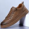 British Style Thick Soled Men's Genuine Leather Casual Shoes Outdoor Sports Hiking Shoes Wear-resistant Black Men's Oxford Shoes