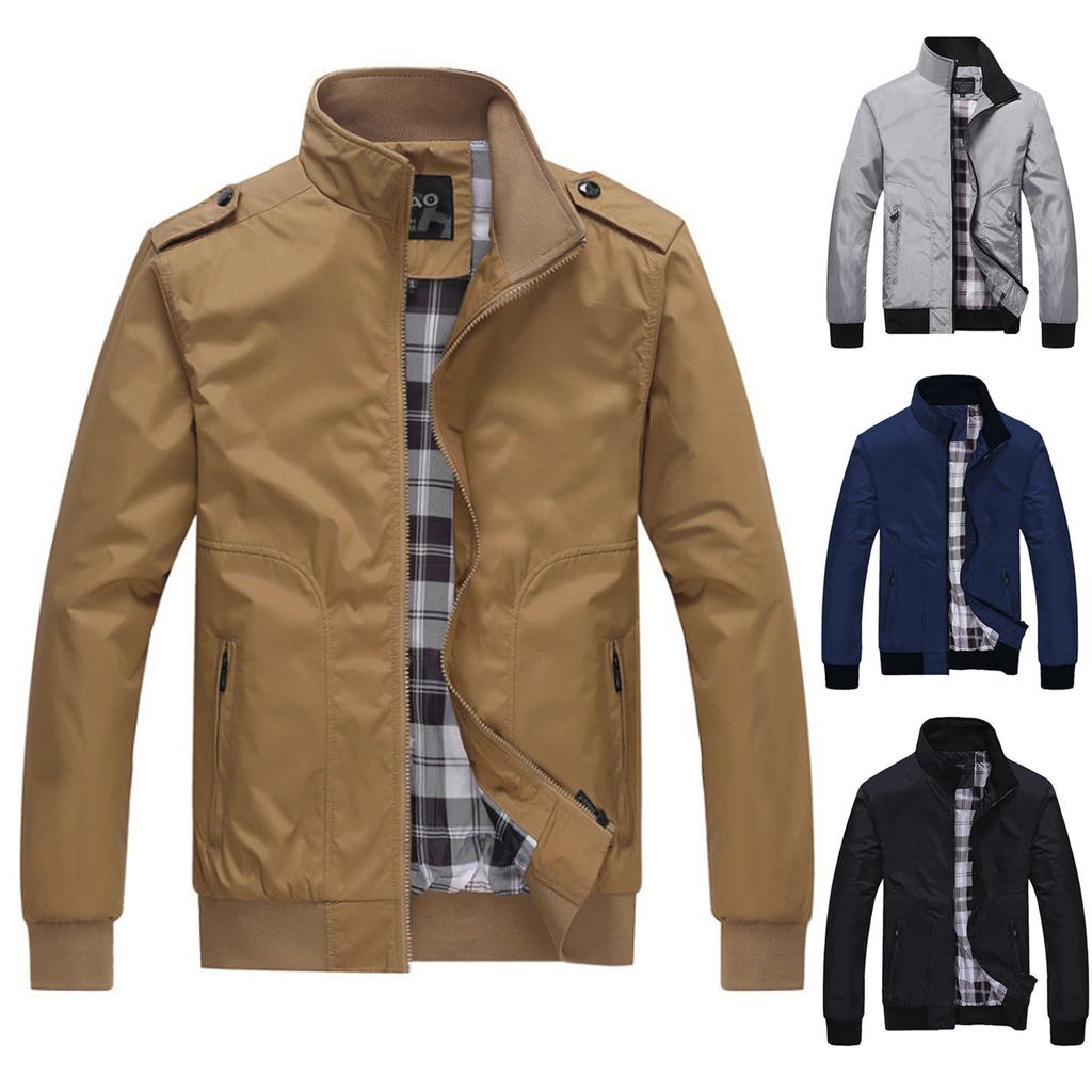 Férfi őszi téli alkalmi cipzár színű kasmír vastagító kabát