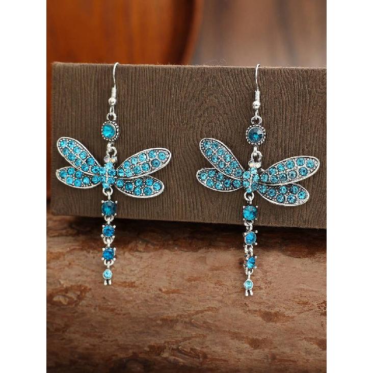 2 Stück Vintage Schmetterling Lange Ohrringe, Insekt Libelle Ohrringe, Einzigartiger Tier Libelle Anhänger Ohrringe Für Frauen