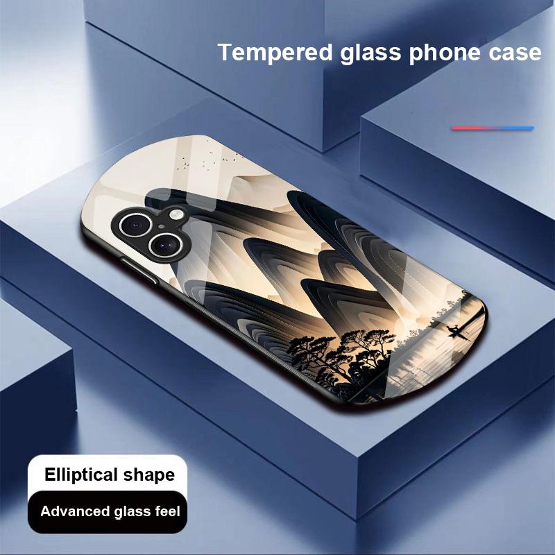 High Mountain Flow Für Apple IPhone 16 11 13 15 14 Pro Max 12 Mini 7 8 Plus XR XS Elliptisch Geformte Gehärtetes Glas Handyhülle