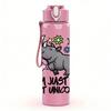 1PC Fat Unicorn Rhino Cartoon Graphic,750ml Color Plastic Sports Water Bottle,Leakproof Flip Straw Lid,Suitable for Sports Office Home Use