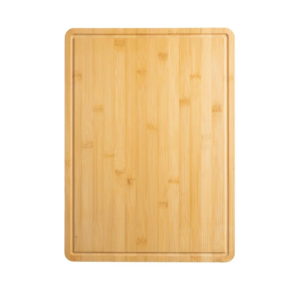 Non-Slip Bamboo Cutting Board with Juice Groove Durable Eco-Friendly Kitchen Prep Board Easy to Clean with Built-In Handles