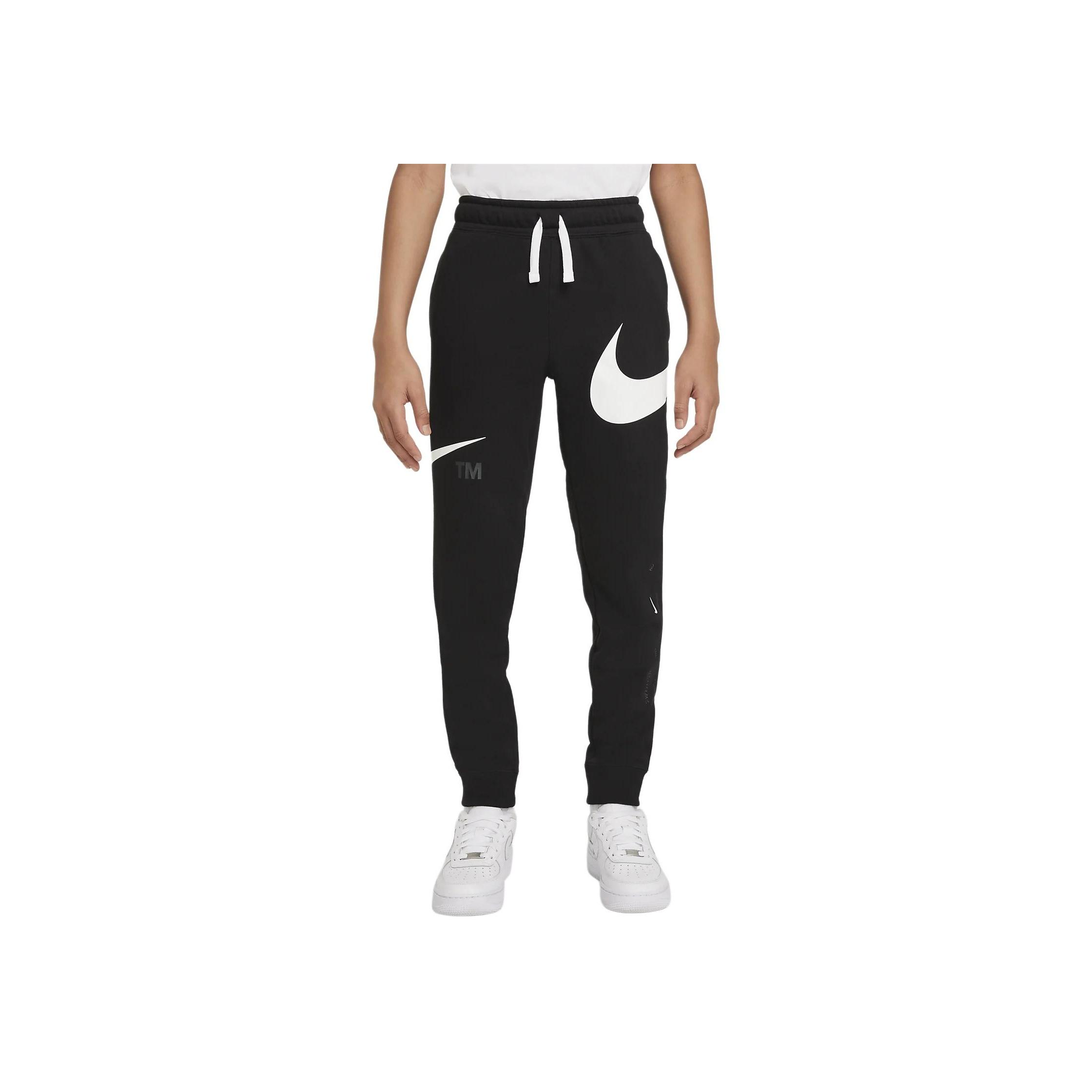 Nike Sportswear Boys Swoosh Fleece Pants Black White DD8721-010 XL