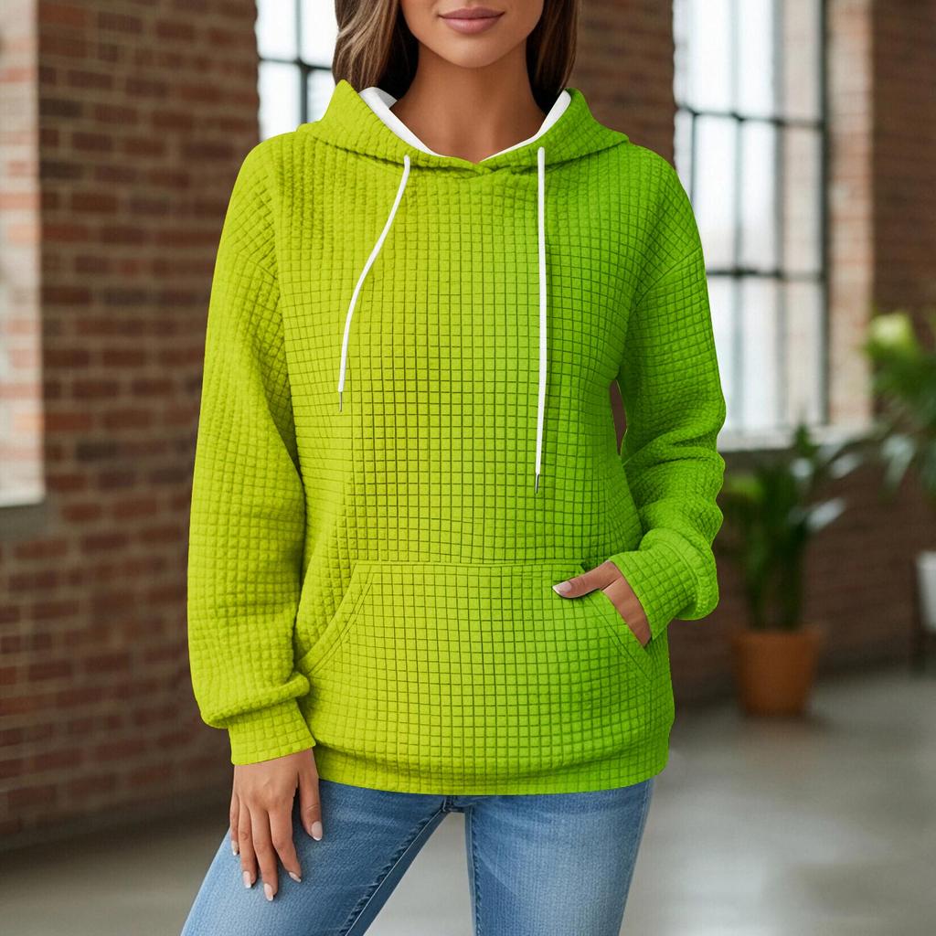 Women's Knit Hoodie - Long Sleeve Pullover with Pocket, Casual Loose-Fit Sweatshirt for Daily Wear/Outdoor