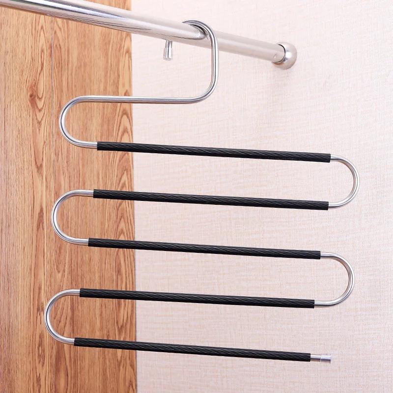 

Multi-functional S Shape Pants Hanger For Clothes Rack Adjustable Closet Organizer Trouser Storage Rack Pants Tie Storage Shelf