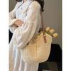 Idle Style Cotton Woven Bag Women Summer 2025 New Seaside Vacation Beach Bag Large Capacity Shoulder Tote Bag