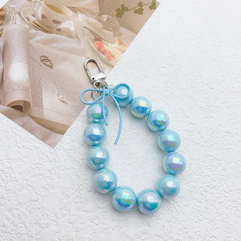 Handmade UV Beaded Keychain with Bowknot Phone Charm Keyring Bag Pendant Perfect for Phones and Handbag Purses Wallet