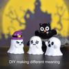 Halloween Pumpkin Ghost Figurines Wizard Ghost Landscape Miniature For Halloween Home Office Desk Room Decorations
