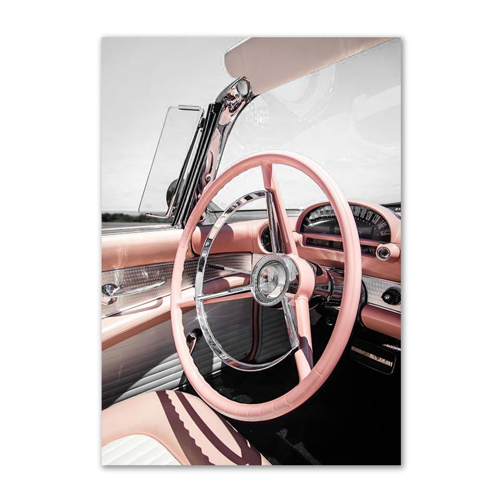 Pink Vintage Canvas Paitning Wall Poster and Prints Typewriter Bike Fashion Car Goblet Modern Wall Art Pictures for Living Room