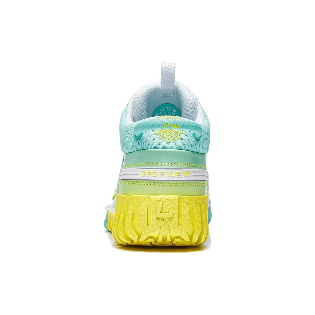 New LiNing Badfive 3 Cushioning, Slip Resistant, And Abrasion Resistant Mid Top Basketball Shoes Men's White Green Yellow ABFT005-9