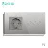 BSEED 1/2/3Gang Touch Light Switches 1/2/3Way Stair Sensor Switches For Hallway Corridor With Socket EU Standard Glass Panels