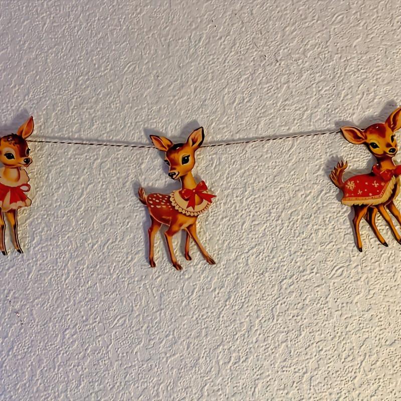 8pcs Vintage Reindeer Christmas Ornaments -Festive Winter Decor for Fireplace & Wall, Holiday Wall Art|Vintage Christmas Decor