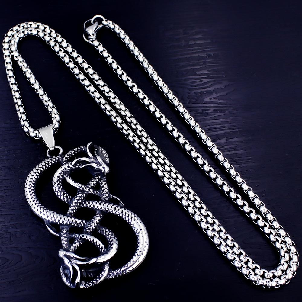 Necklace Nordic Viking Double Dragon Surround Men's Pendant