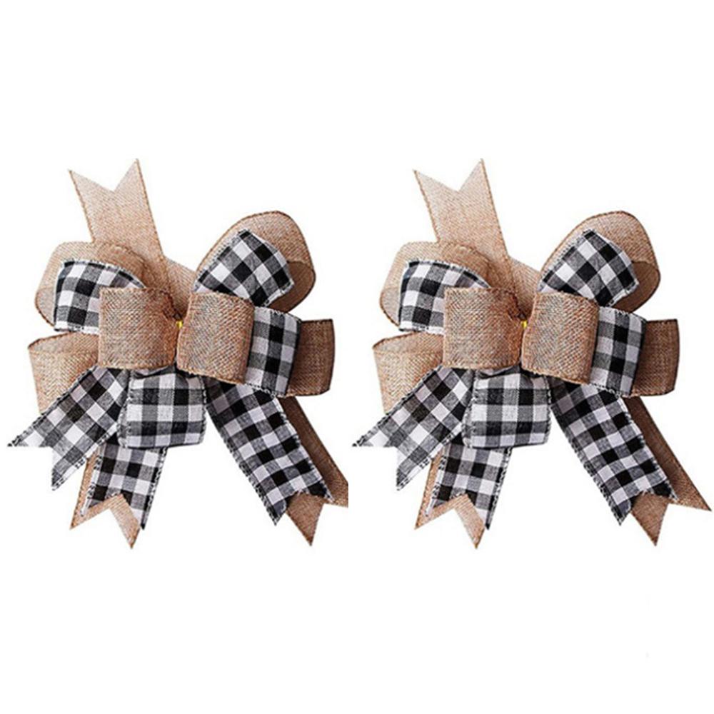 

2pcs Christmas Plaid Bows, Burlap Crafts Bows, Bow for Christmas Tree and Garland, Christmas Tree Decorative Bows for Decor 25cm чёрный