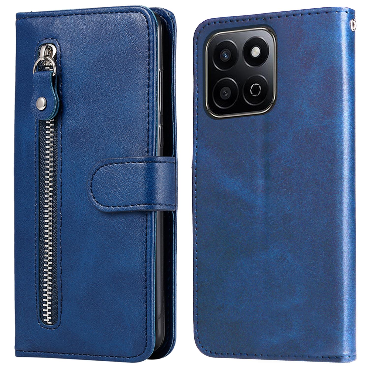 

For Honor Play 60 Plus 5G Case Stand Zipper Wallet Phone Leather Cover Blue