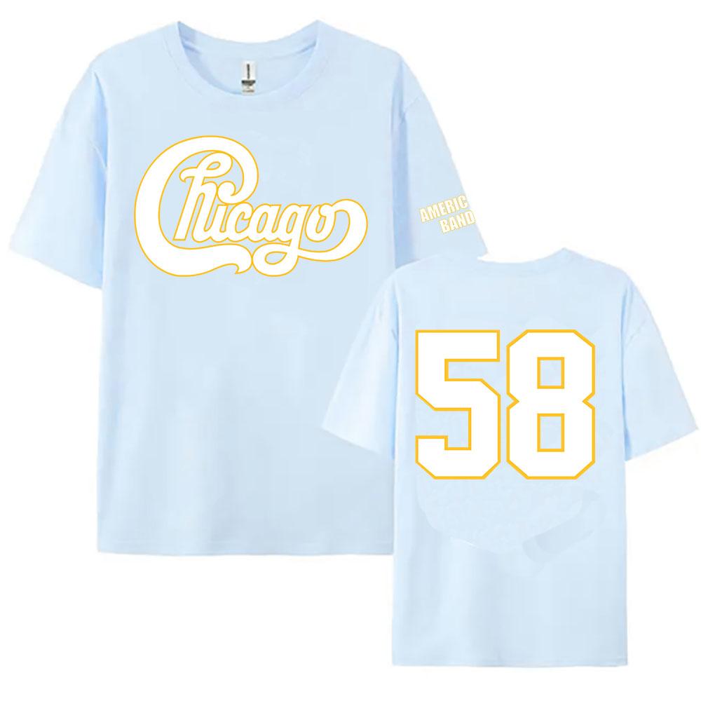 58 Chicago America's Band Printed Tshirt Streetwear Unisex Short Sleeve Cotton Female T-shirt Graphic Printing Tees Women Shirts