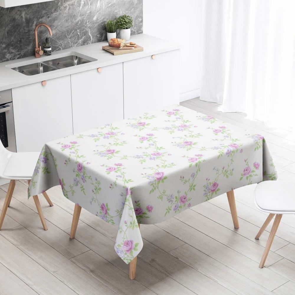 Cartoon Floral Tablecloth Home Decor Stain Resistant Waterproof Table Decoration Rectangular Kitchen Fireplace Countertop