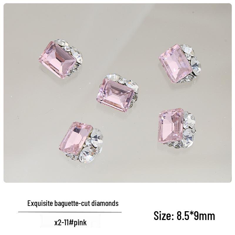 

Xiaohongshu Rectangle Rhinestone Nail Art Accessories: Handmade Diamond Ball Rock Candy Alloy Nail Decorations
