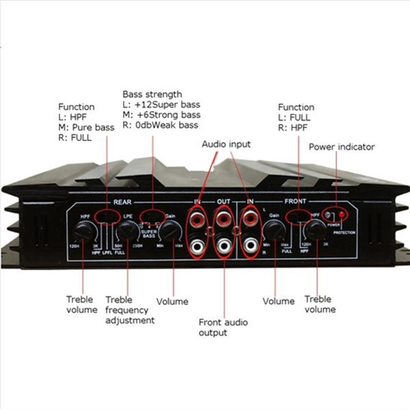5800W Power AMP RMS Amplifier Car Subwoofer 4 Channel Amplifer High Power Car Bridgeable Amplifier