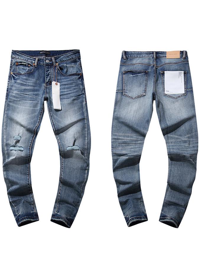 European and American Purple Slim Men's Trendy Light Luxury Elastic Jeans
