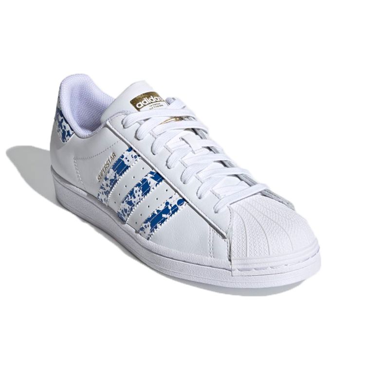 Adidas Superstar White Blue Splatter Unisex Sneakers Cloud-White Gold-Metallic FY7713