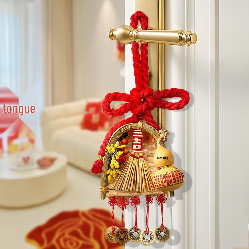 2025 New Style Housewarming Chinese Knot Gourd Fu Character Broom Pendant for New Year Entrance Decor