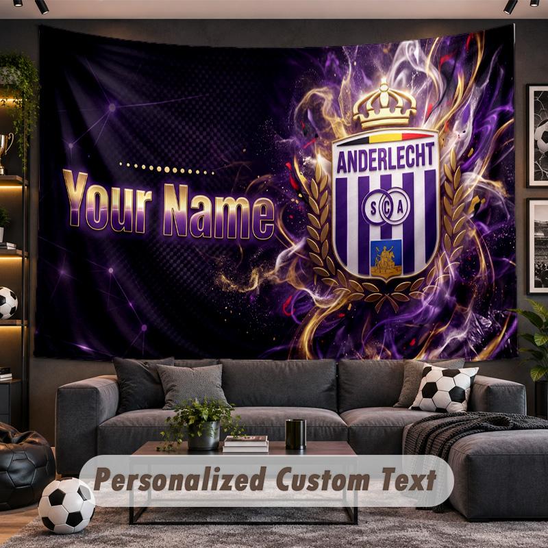 Anderlecht FC Logo Personalized Tapestry Support Custom Name, Wall Art Home Decoration