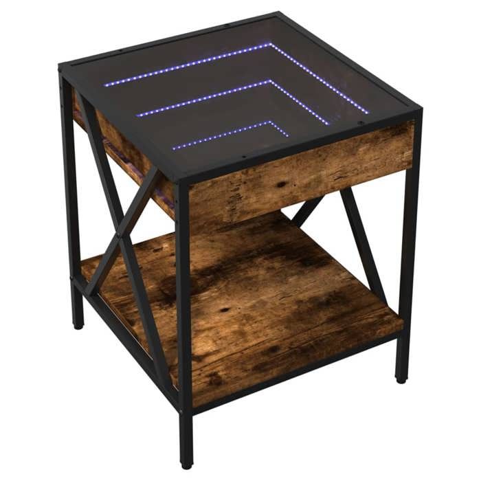 VidaXL Table de chevet avec LED infini chêne fumé 40x40x49 cm 3284098