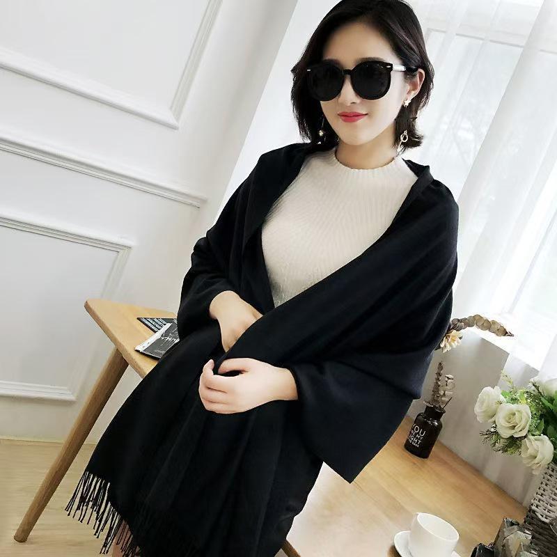 Women's Windproof Cashmere Scarf: Warm, Solid Color Shawl & Neck Warmer - Perfect Gift for Elders