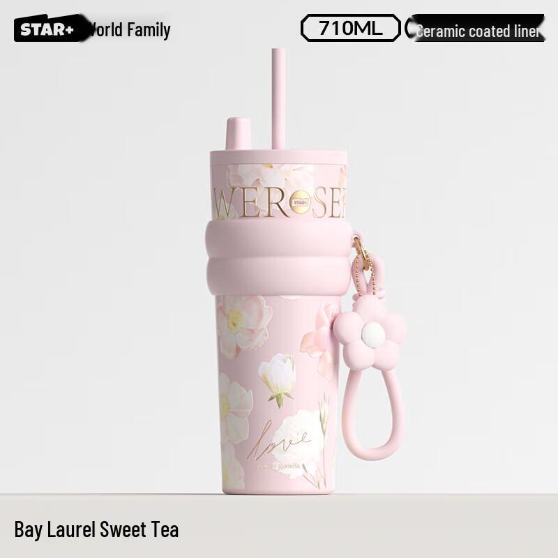 Large Capacity Ceramic Lined Insulated Straw Tumbler