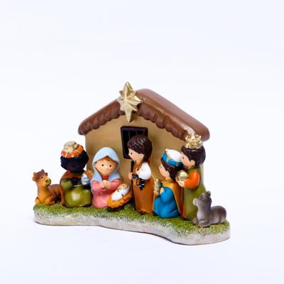 Christmas Decoration Nativity Scene Christmas Ornament Indoor Nativity Crib Manger Baby Jesus Statue Figurines Holiday Gift