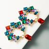 Women's Earrings Exaggerated Geometric Alloy Rhinestone Earrings Super Flash Full Crystal Drop Earrings