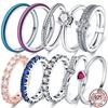 Anillos de eternidad de circonitas brillantes de plata esterlina S925 para mujer, joyería de moda, regalo del día de San Valentín, nuevo en