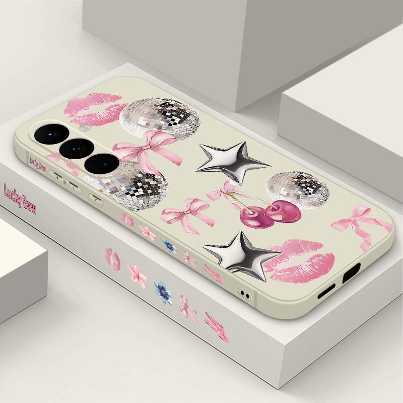 

Bowknot Stars Silicone Phone Case For Samsung Galaxy A17 A56 A36 A55 A26 A16 A15 5G A25 A54 A14 A06 A34 Soft TPU Lanyard Cover Galaxy A34
