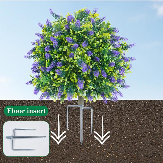 Künstlicher Lavendel-Formschnitt-Ball UV-beständig Falscher Buchsbaum Strauch mit Erdspieß Unechte Immergrüne Baum Pflanze für Innen Außen