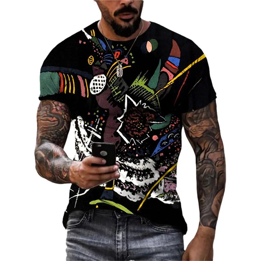 New Abstract Graffiti Street Style Men's T-Shirt 3D Stereo Printing Trend Fashion Harajuku Round Neck Short Sleeve T Shirts Tops