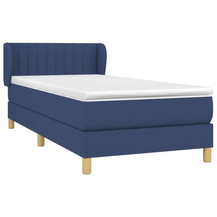 3126939 vidaXL Lit à sommier tapissier avec matelas Bleu 90x200 cm Tissu