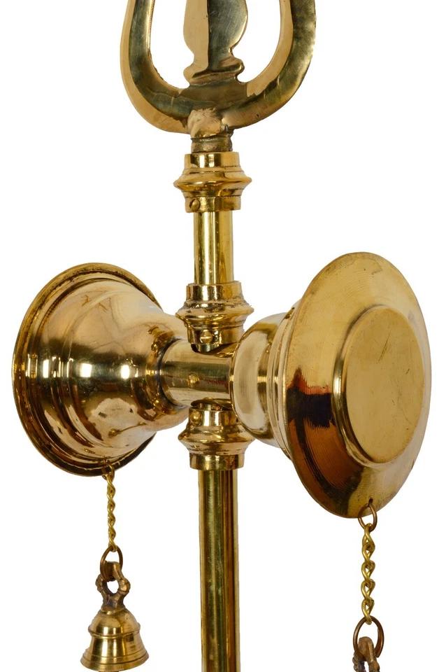 Brass Trishul with Damru for Temple | 37-Inch Damroo Trishul