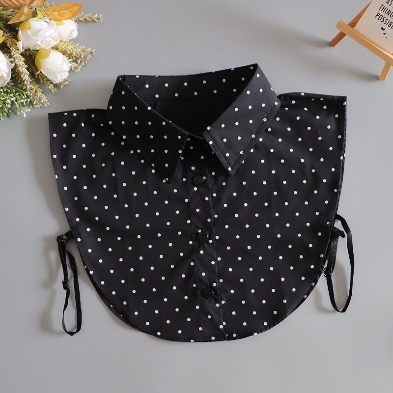 Fashion White Printed Collar Lapel Shirt Fake False Collar For Women Black Detachable Collars For Women Half Shirt Faux Col Tie