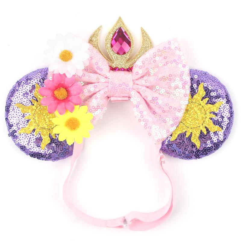 Disney Mausohren Verstellbares Elastisches Stirnband Für Baby Erwachsene Pailletten 5" Schleife Haarband Festival Party DIY Haarschmuck