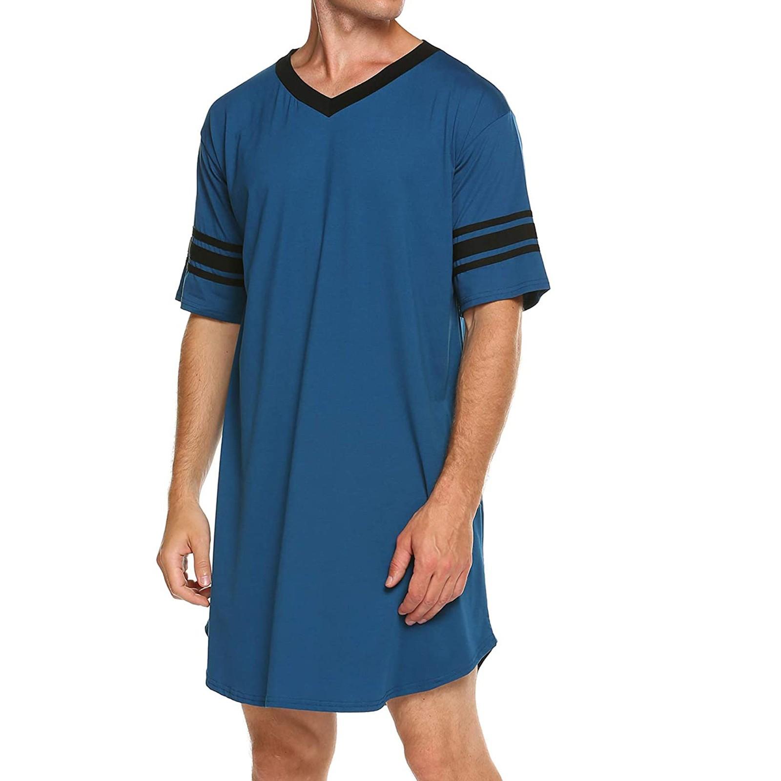 Мужской топ в тон домашнего костюма с V-образным вырезом и подолом нерегулярная футболка топ свободный топ XL синий 1559₽