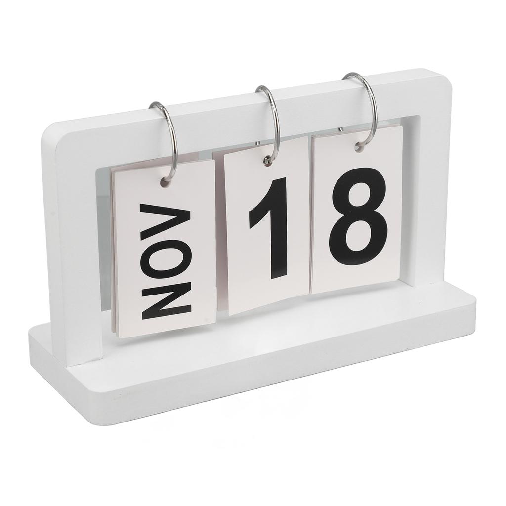 Vintage Flip Calendar Turn Page Month Date Display Wooden Desk Calendar Ornament for Home
