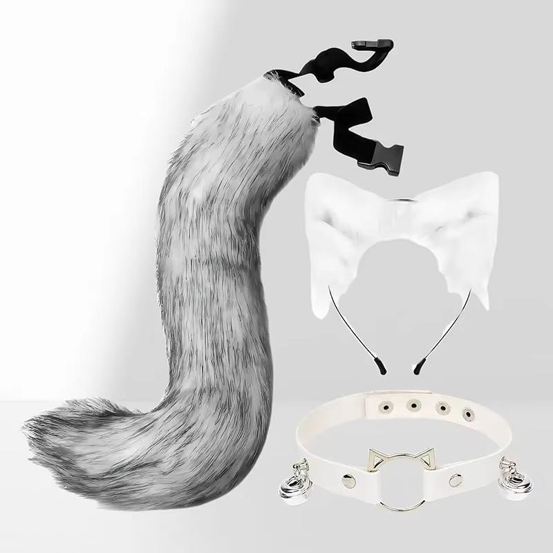 Halloween Cosplay Fluffy Fox Tail Fox Ears Keychain Cat Paws Gloves And Mask Animation Exhibition For Costume Accessories Set