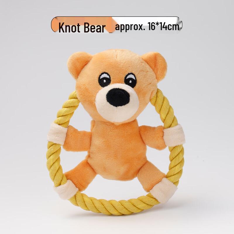 Petlimit Durable Squeaky Rope Knot Bear Dog Toy (2-Pack)