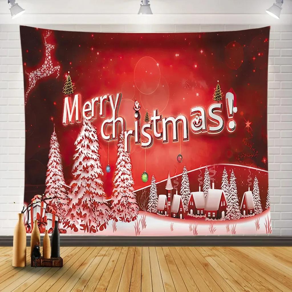 Christmas Party Red Background Tapestry Bedroom Living Room Home Christmas Decoration Tapestry