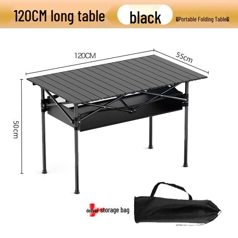 Height-Adjustable Outdoor Foldable Table for Picnic, Camping, and BBQ