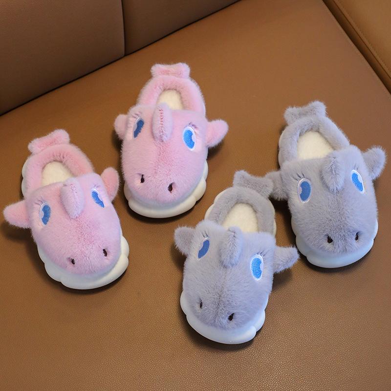 Children's Winter Cute Shark Warm Cotton Slippers